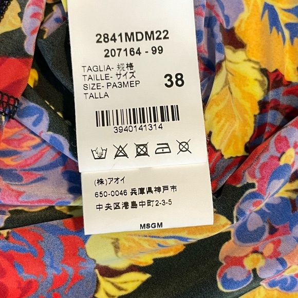 $245 MSGM Tie Neck Pussybow Blouse stretch floral long sleeve 38 Small - Picture 4 of 12